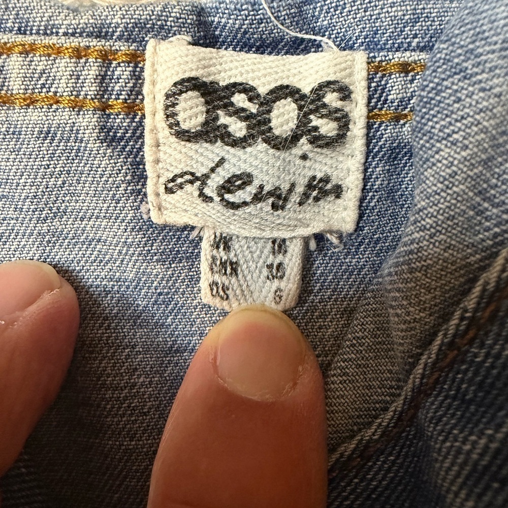 EUC Grunge Distressed ASOS Blue Women's Denim Jacket Size 6 - Picture 6 of 11